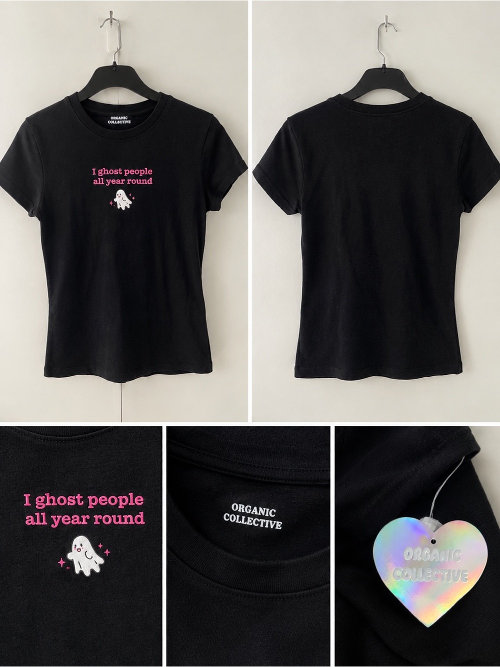 NWT Black 'I Ghost People All Year Round' Graphic Tee